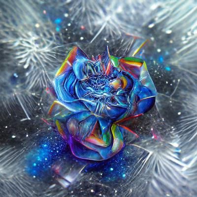 Cosmic Rainbow Snowflake Rose by Pablo Amaringo