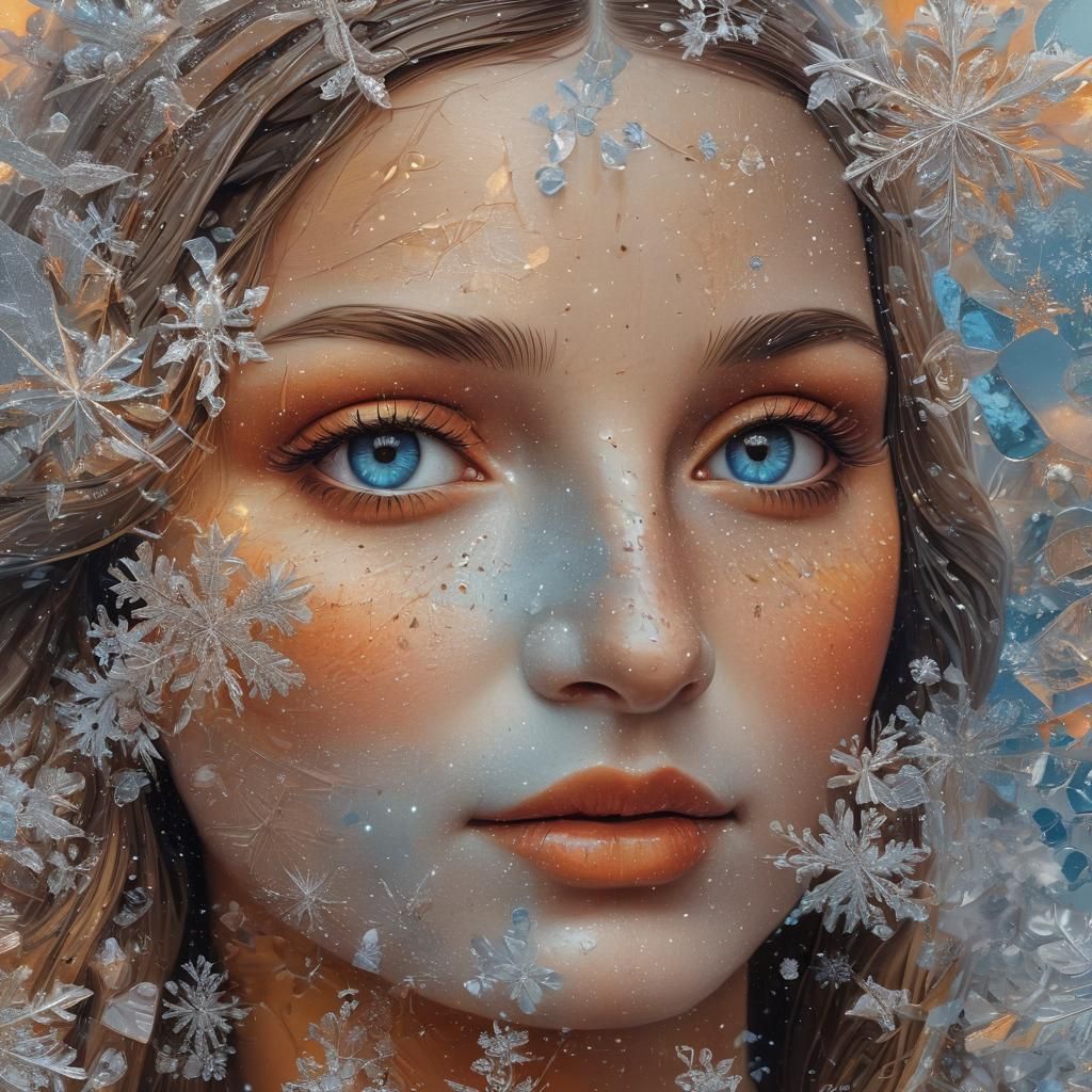 Mona Lisa's Ice Magic: Hyper-Realistic Digital Art