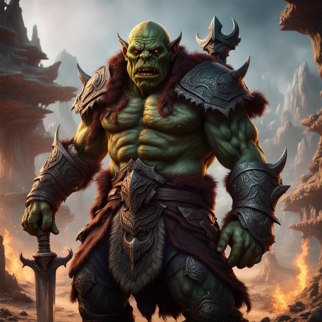 Orc God of Combat: Bahgtru in Detailed Matte Painting