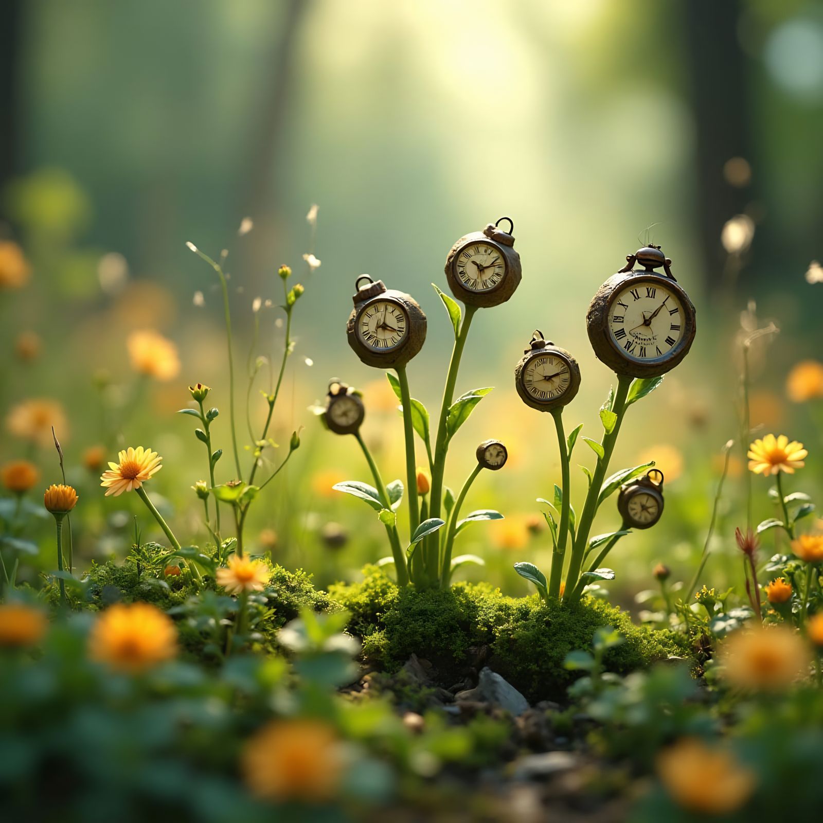 Seedlings Blooming Clocks: A Ground-Level View