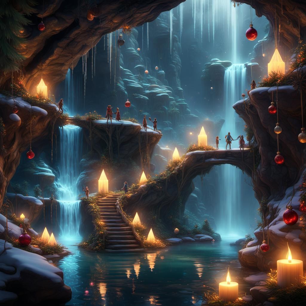 Christmas Pixies in a Magic Crystal Mine