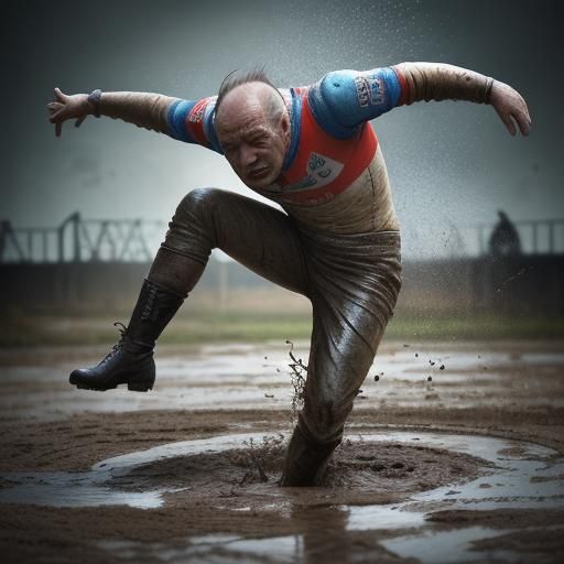 Politicians Somersaulting in Mud: Hyperrealistic Splash Art