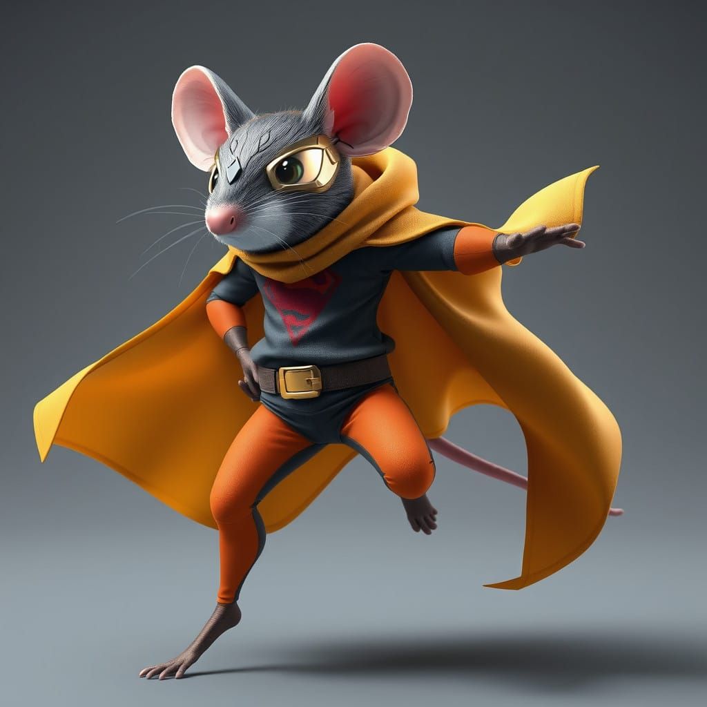 Ratman, the Dynamic 3D Anime Superhero in Vibrant Tights and...