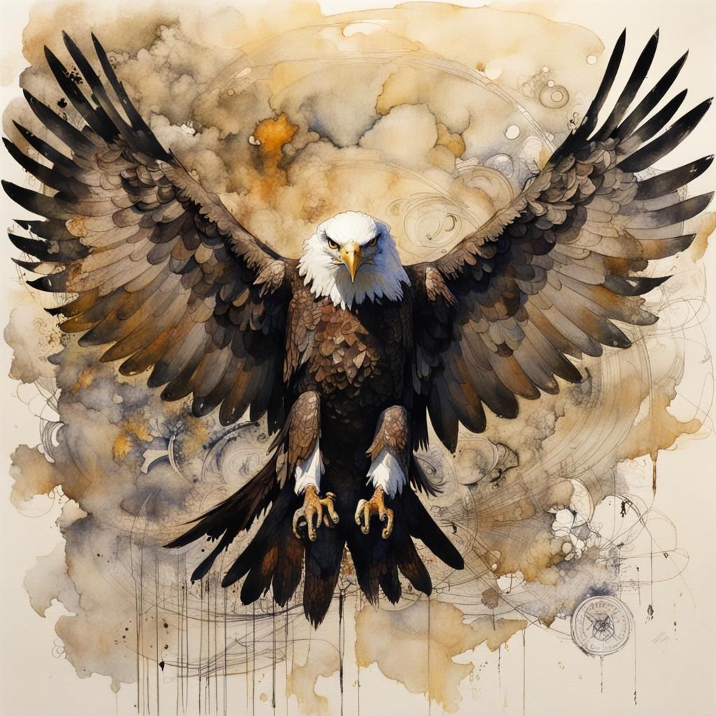 Majestic Eagle with Wide Spread Wings