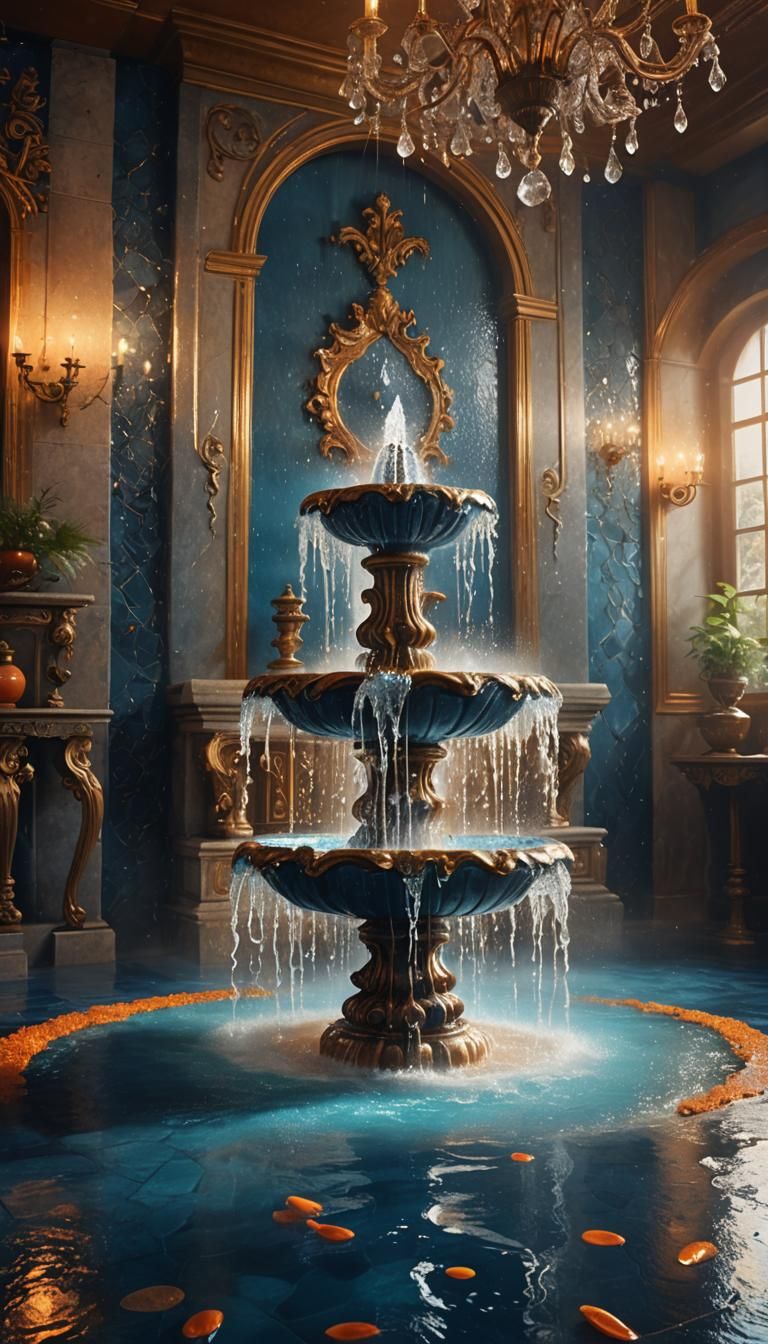 House Filled with Crystal Water, Gushing Fountain