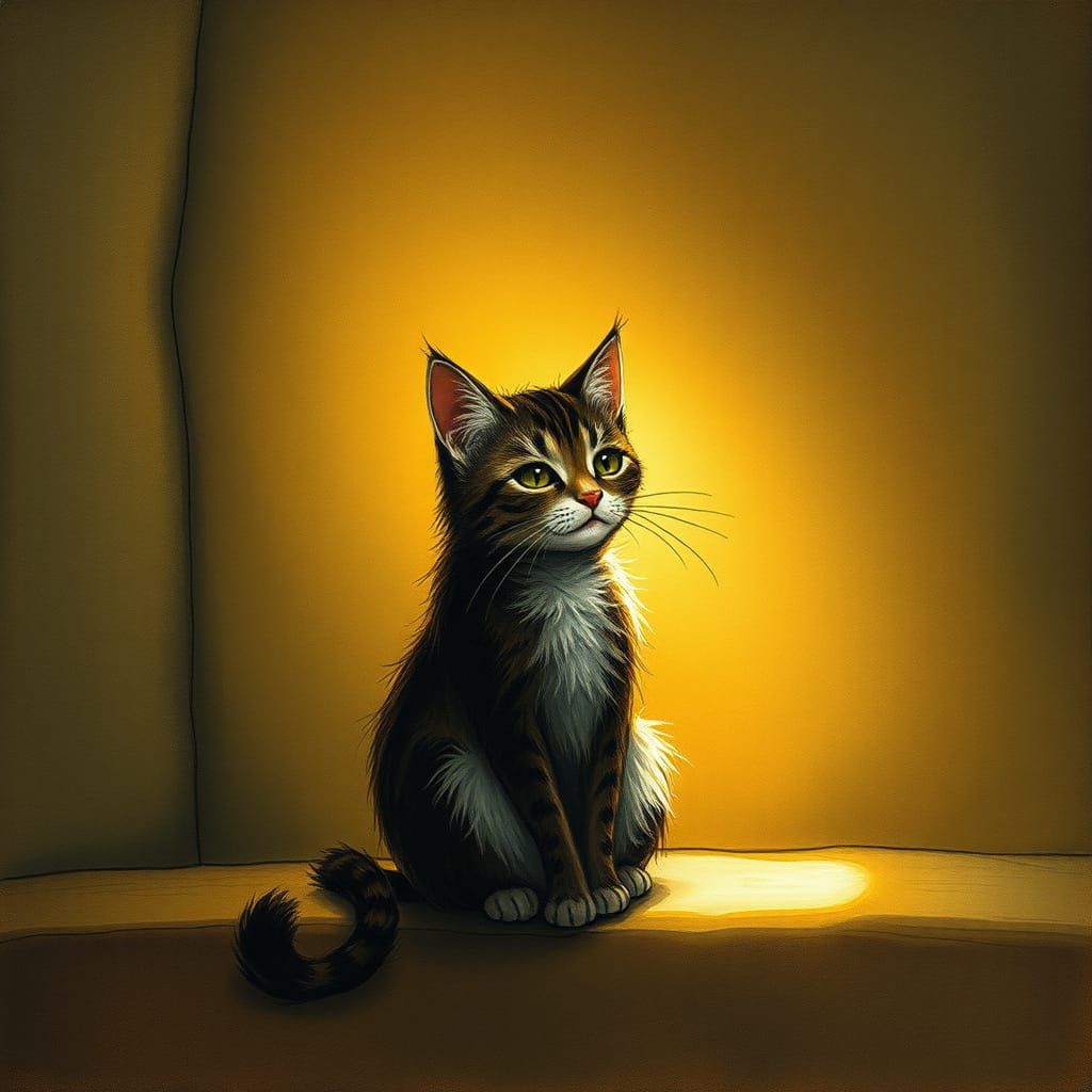 Whimsical Feline in Warm Light