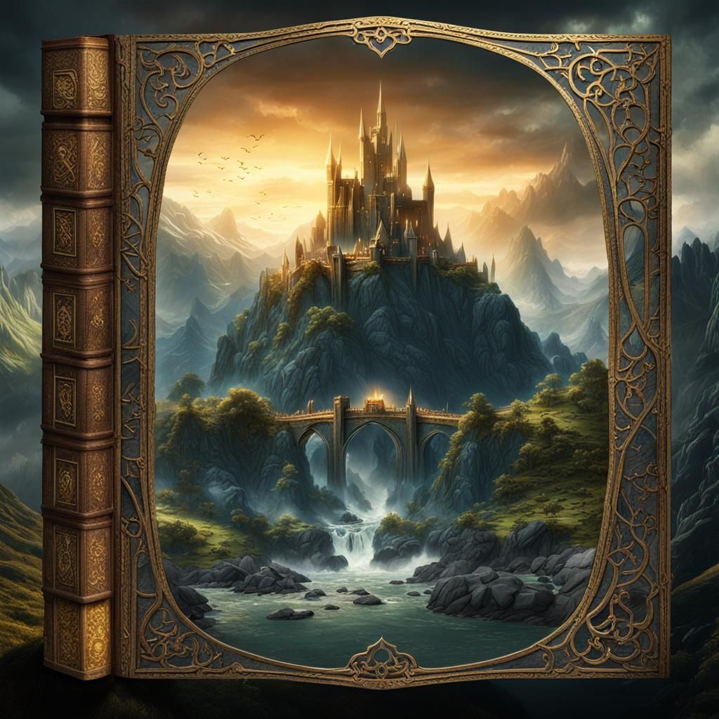 Lord of the Rings Book Cover: Detailed Matte Painting