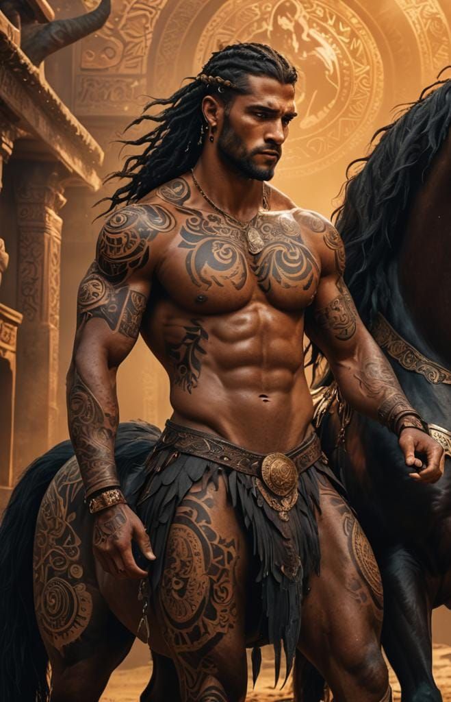 Majestic Centaur with Tribal Tattoos: Fantasy Art