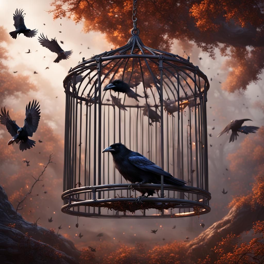 Ravens Escape: Detailed Matte Painting in Fantasy Style