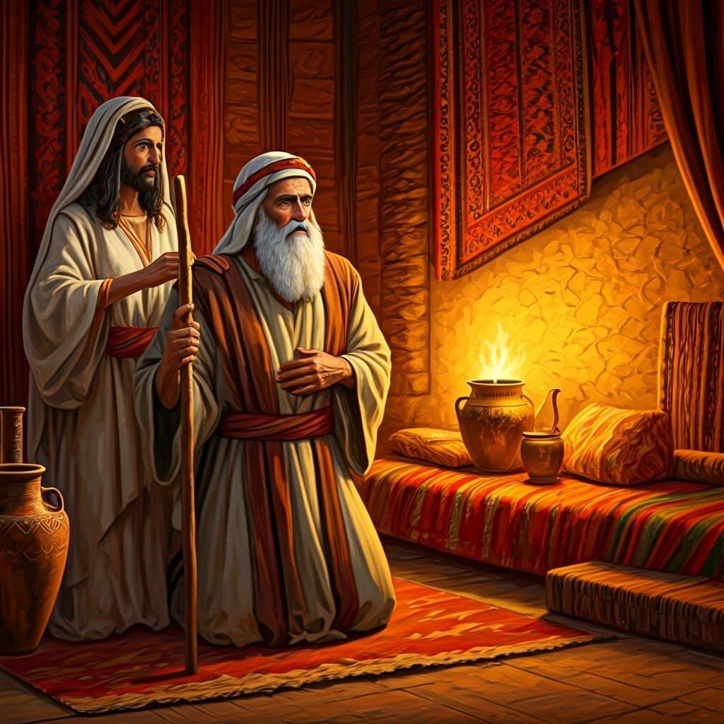 Ancient Israelite Family in Vibrant 3000 BC Interior