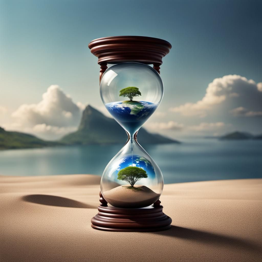 Planet Earth Encased in Hourglass