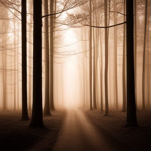 Enchanted Forest: Fairy Lights in Dense Fog