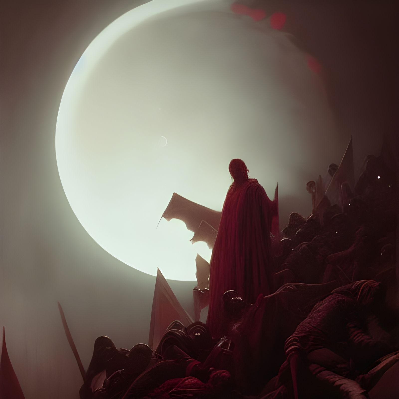 Blood Red Moon in Dark Horror Style