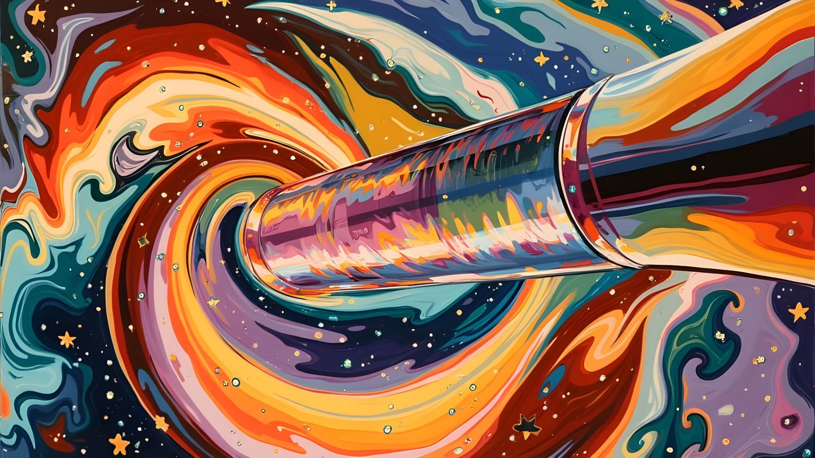 Stunning Interstellar Vortex in Vivid Antipasto Oil Painting...