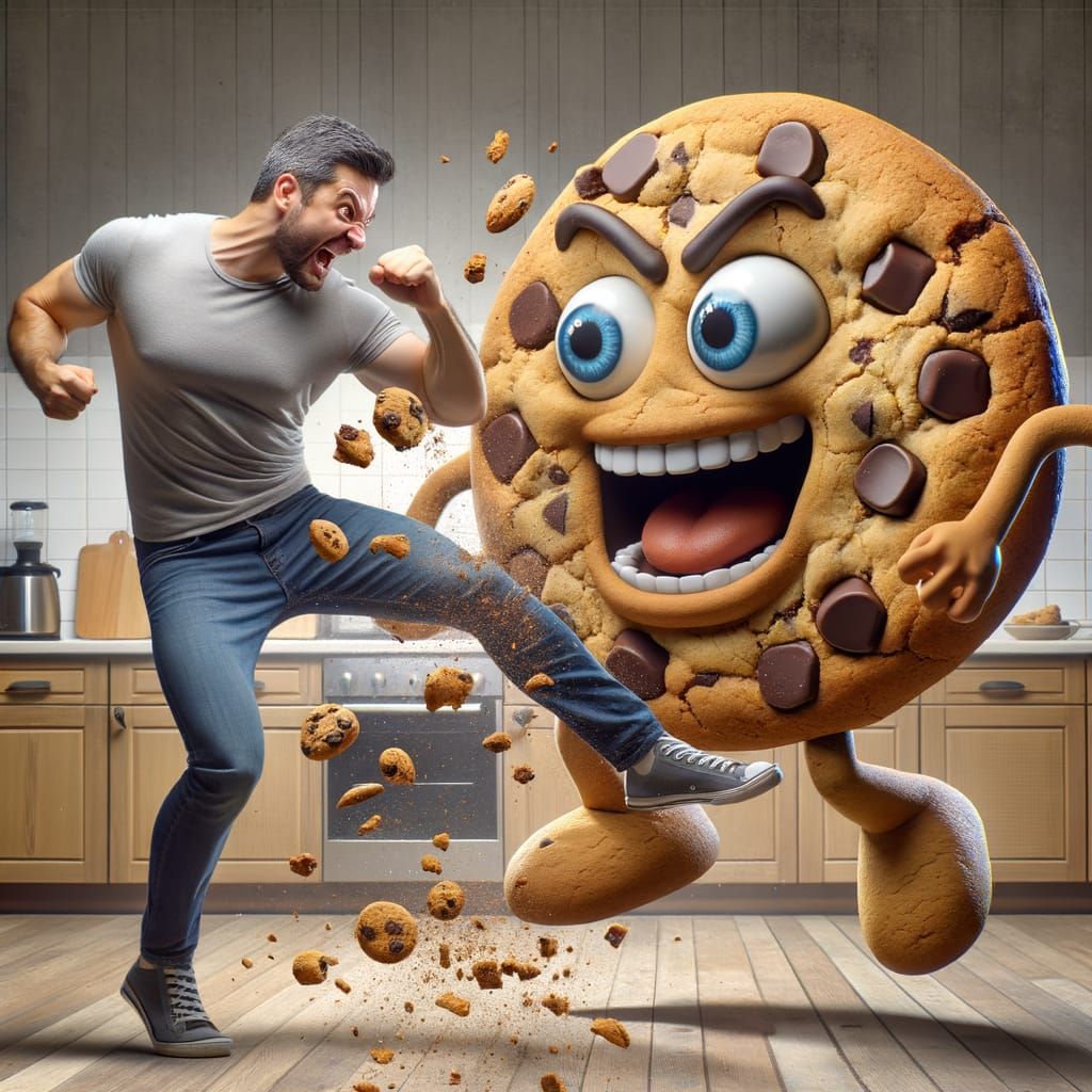 Man Engages in Hilarious Battle with Giant Cookie in a Domes...