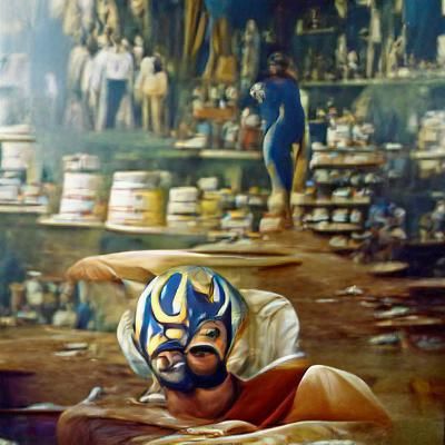George Lucas Luchador in Oil Painting Style