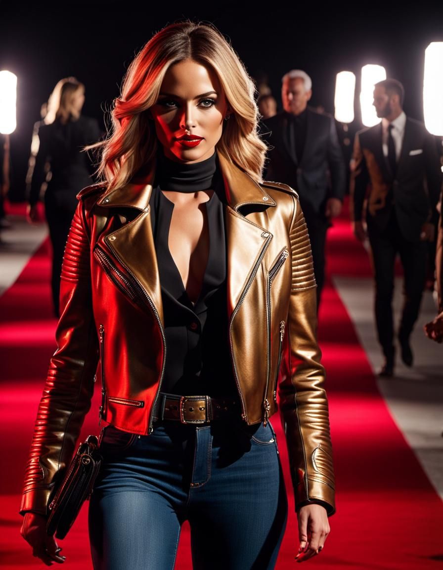 Red Carpet Glamour: Woman in Designer Fashion