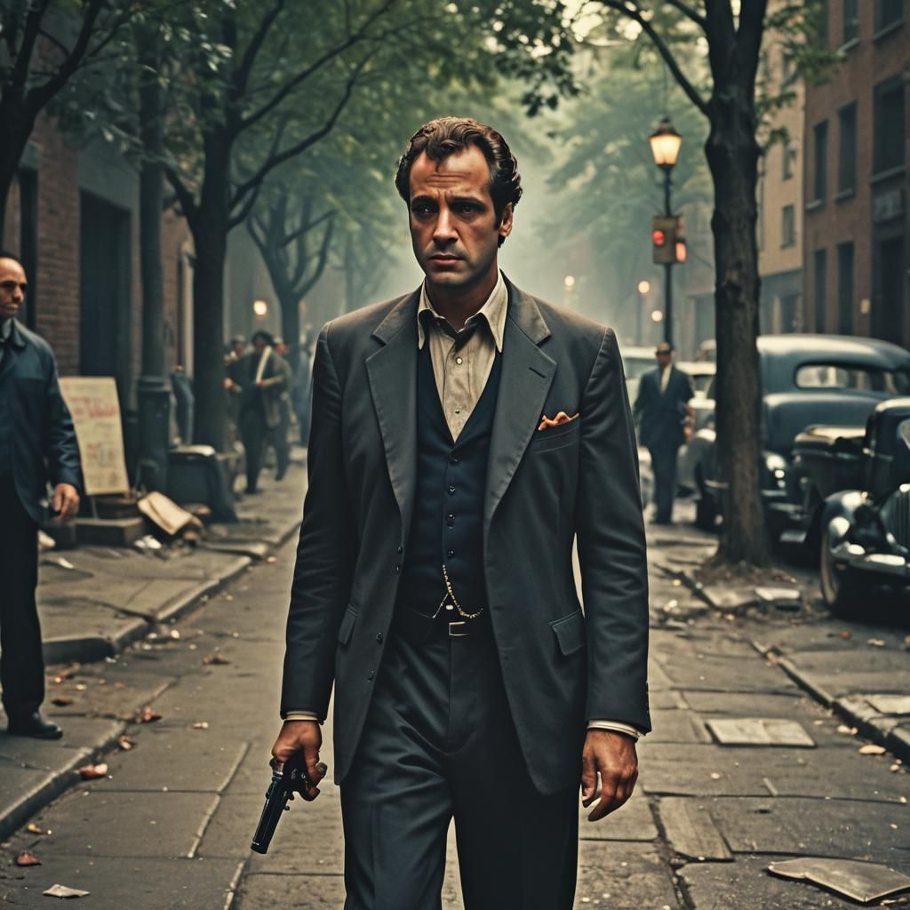 Dramatic Portrait of Sonny Corleone in Film Style