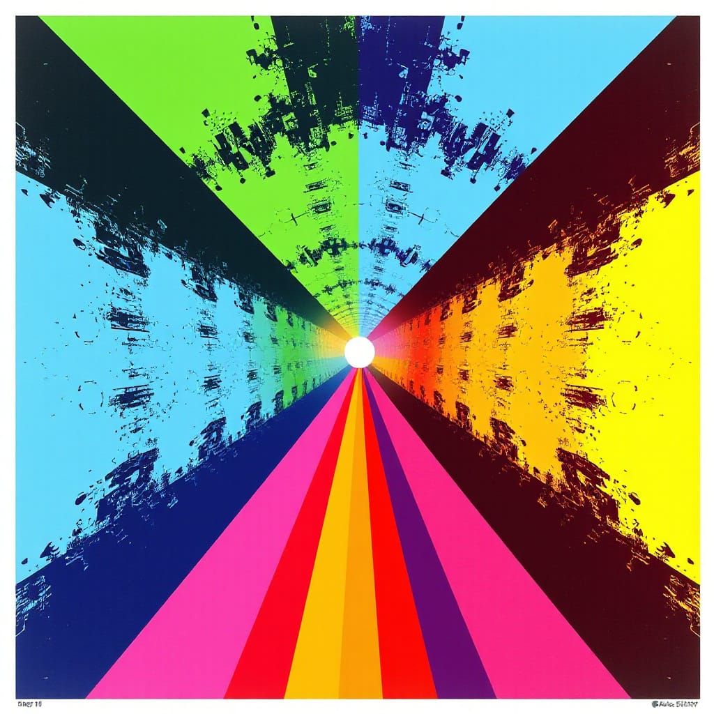 Vibrant Rainbow Tunnel in Triadic Color Scheme
