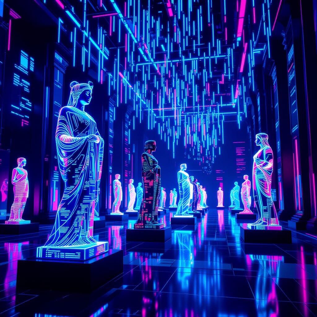 Digital Code Sculptures in Grand Museum Hall