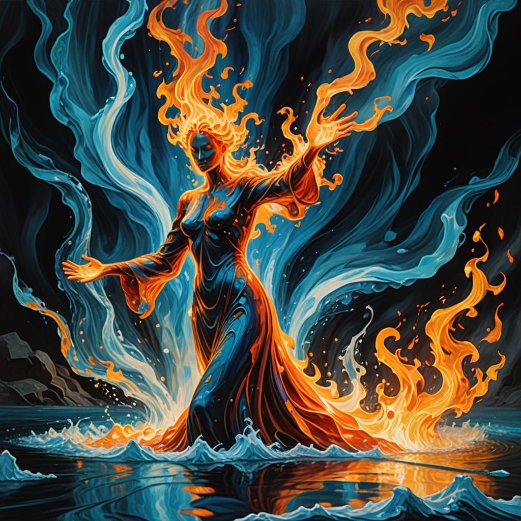 Surreal Beings of Flowing Fire and Water