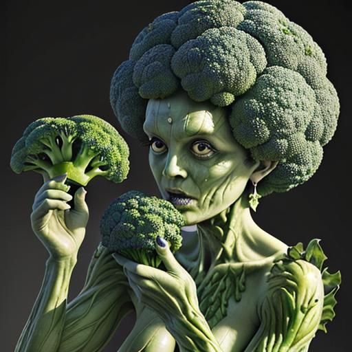 Broccoli Woman Transformation: A Body Horror Portrait