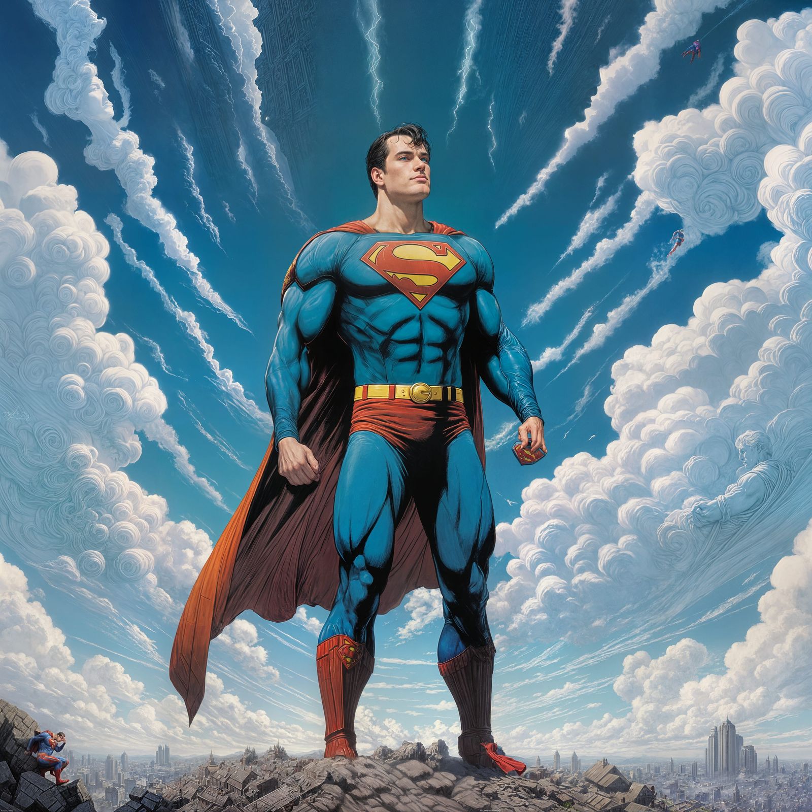 Ethereal Superman in Whimsical Fantasy Comic Book Style