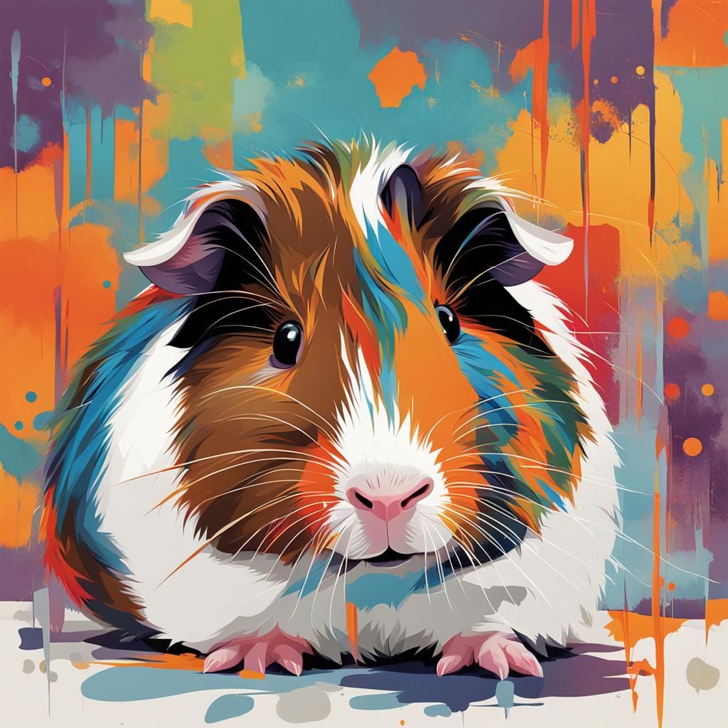 Abstract Guinea Pig Art with Complementary Colors