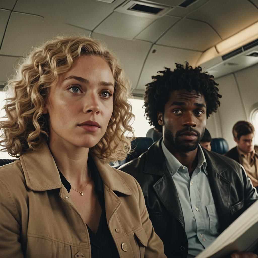 Cinematic Airplane Scene with Warm Lighting