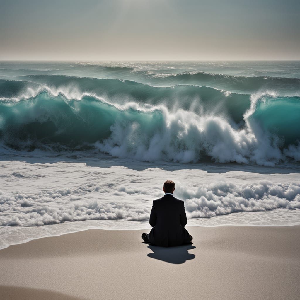 Fallen Angel Man Portrait with Black Wings