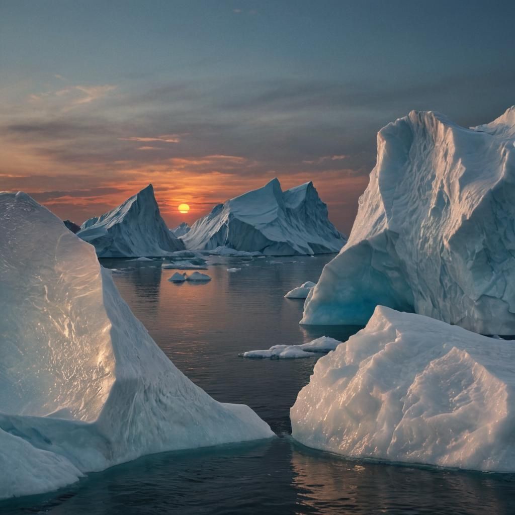 Breathtaking Iceberg Sunset in Digital Art