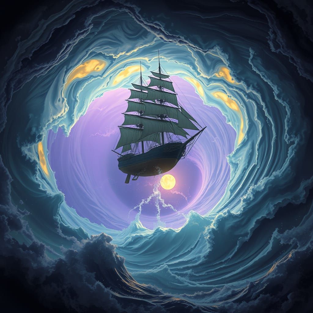 Ethereal Vortex in the Bermuda Triangle, Dark Fantasy Concep...