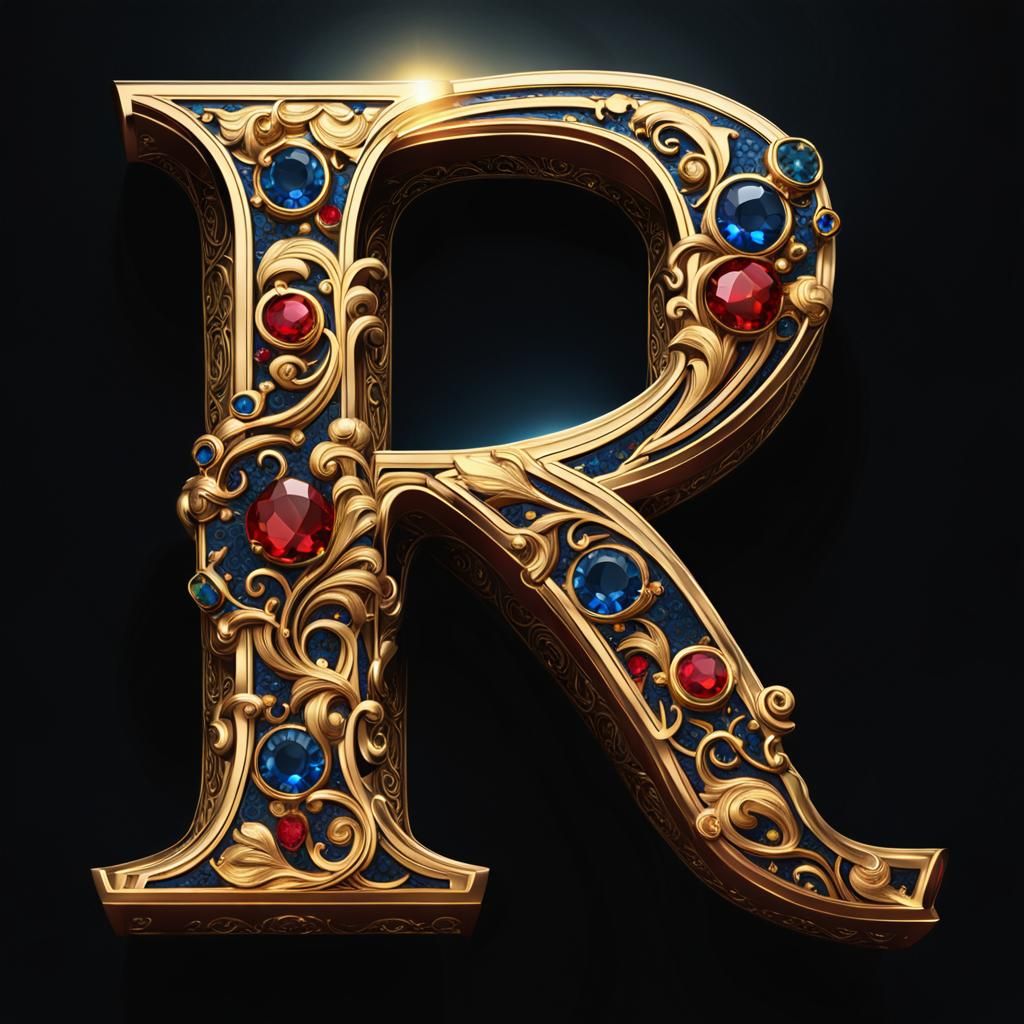 Gilded Monogram with Gems in Fantasy Style