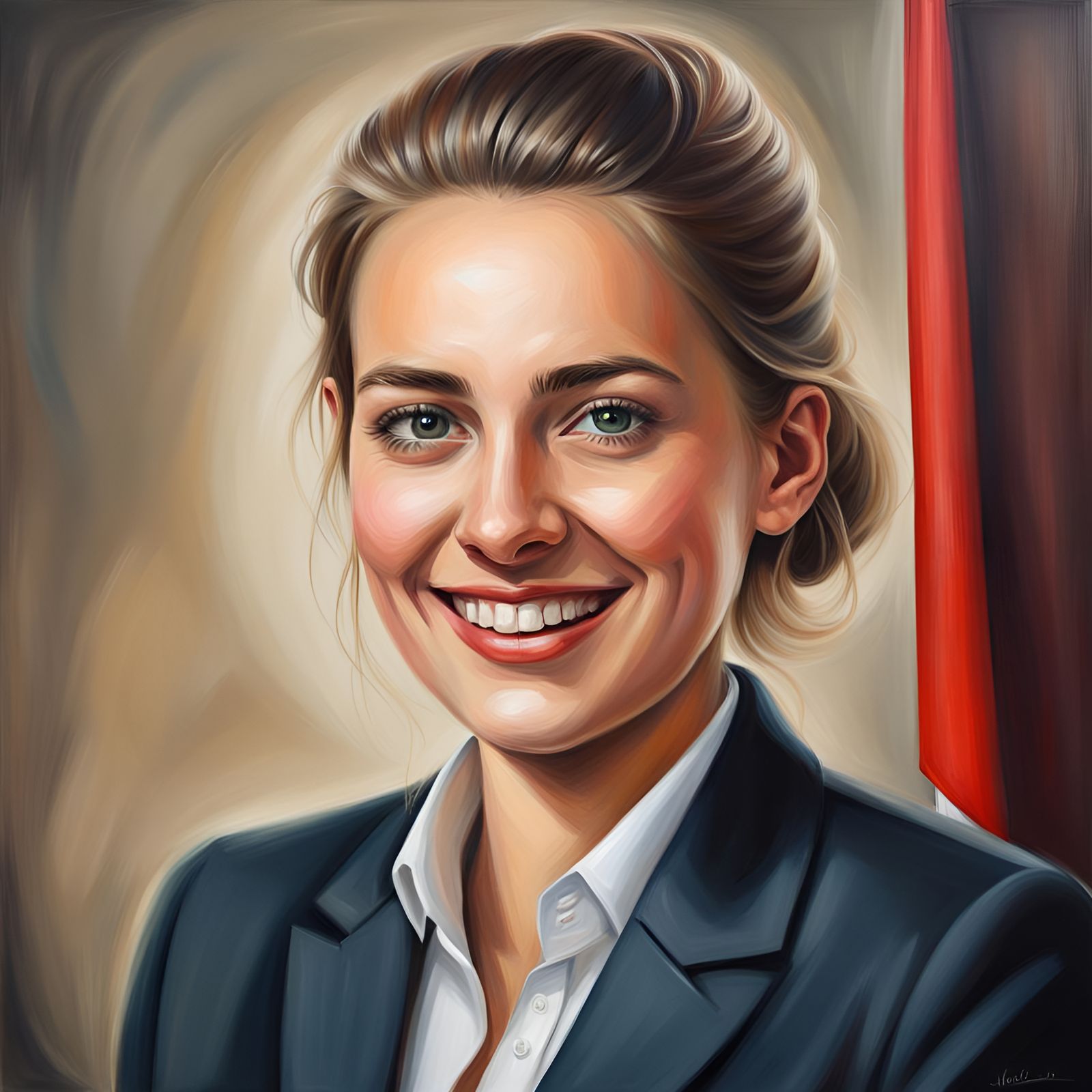 Smiling Young German Politician: Realistic Oil Painting