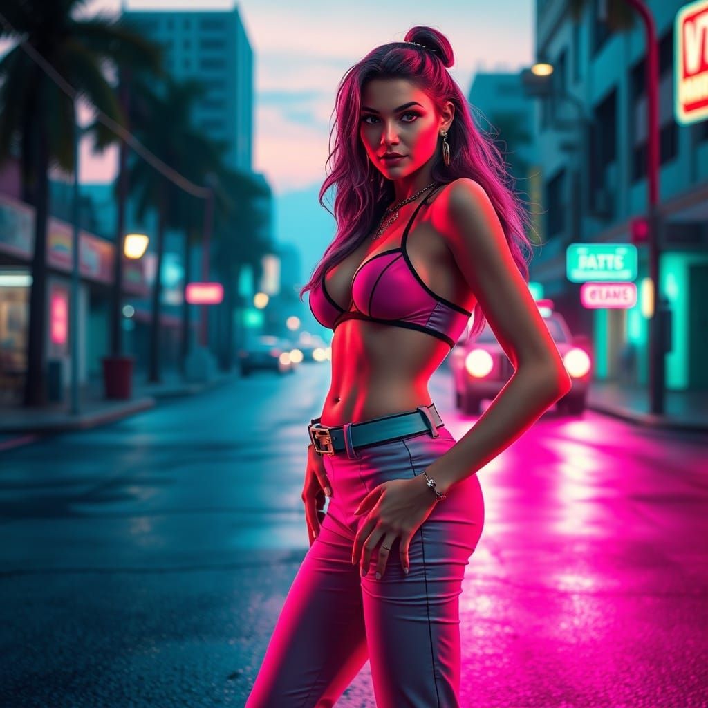 Woman in 1980s Neon Street Style