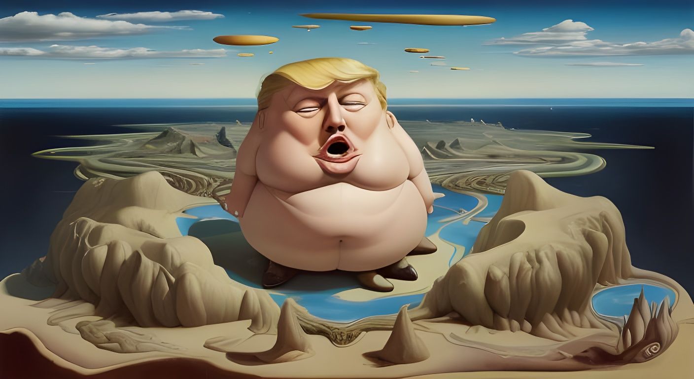 Surreal Trump with Aliens: Dali-esque Oil Painting