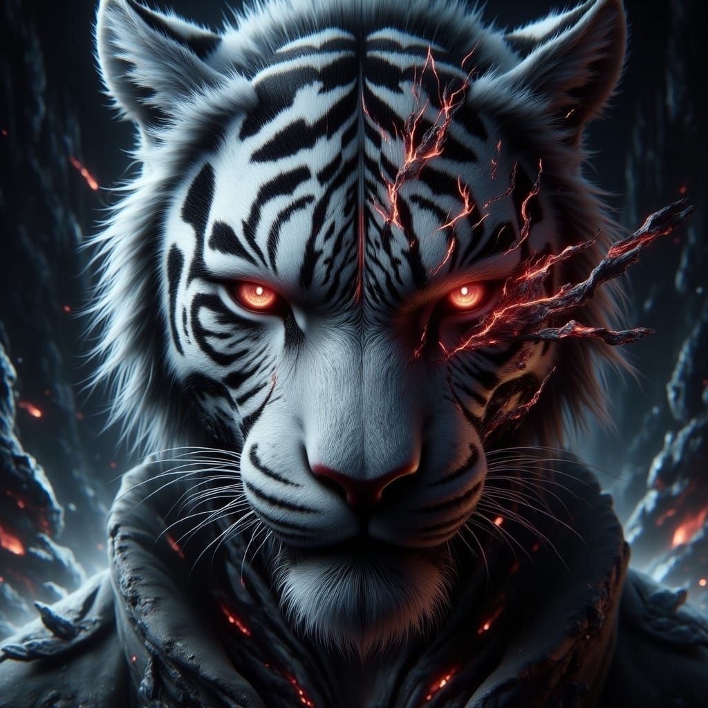 Glowing Tiger in a Hyperreal Explosion