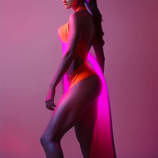 Neon Fitness Girl: Detailed Fantasy Art Portrait