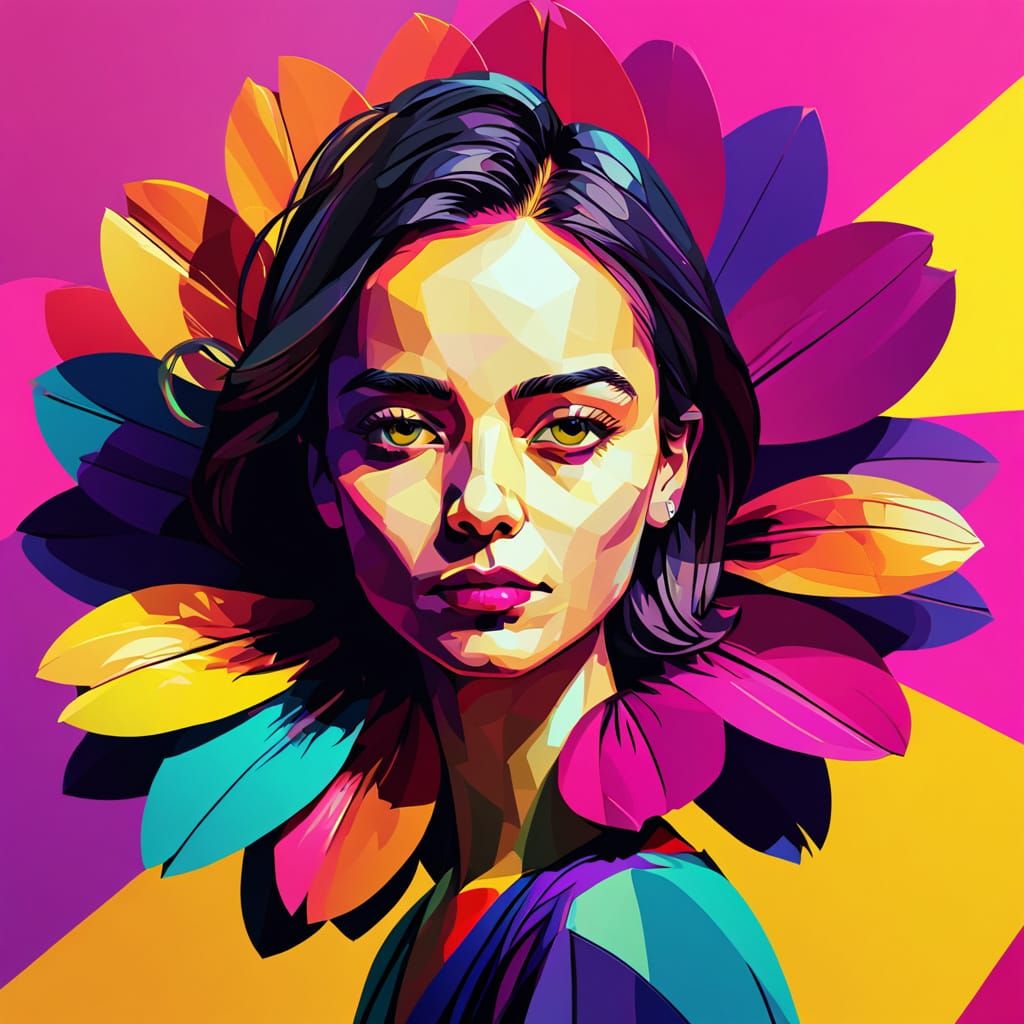 WPAP Flower Portrait in Pop Art Style