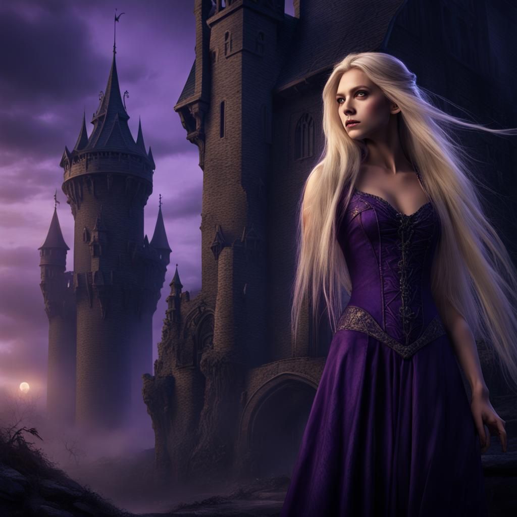Dark Rapunzel in Spooky Tower: Fantasy Concept Art