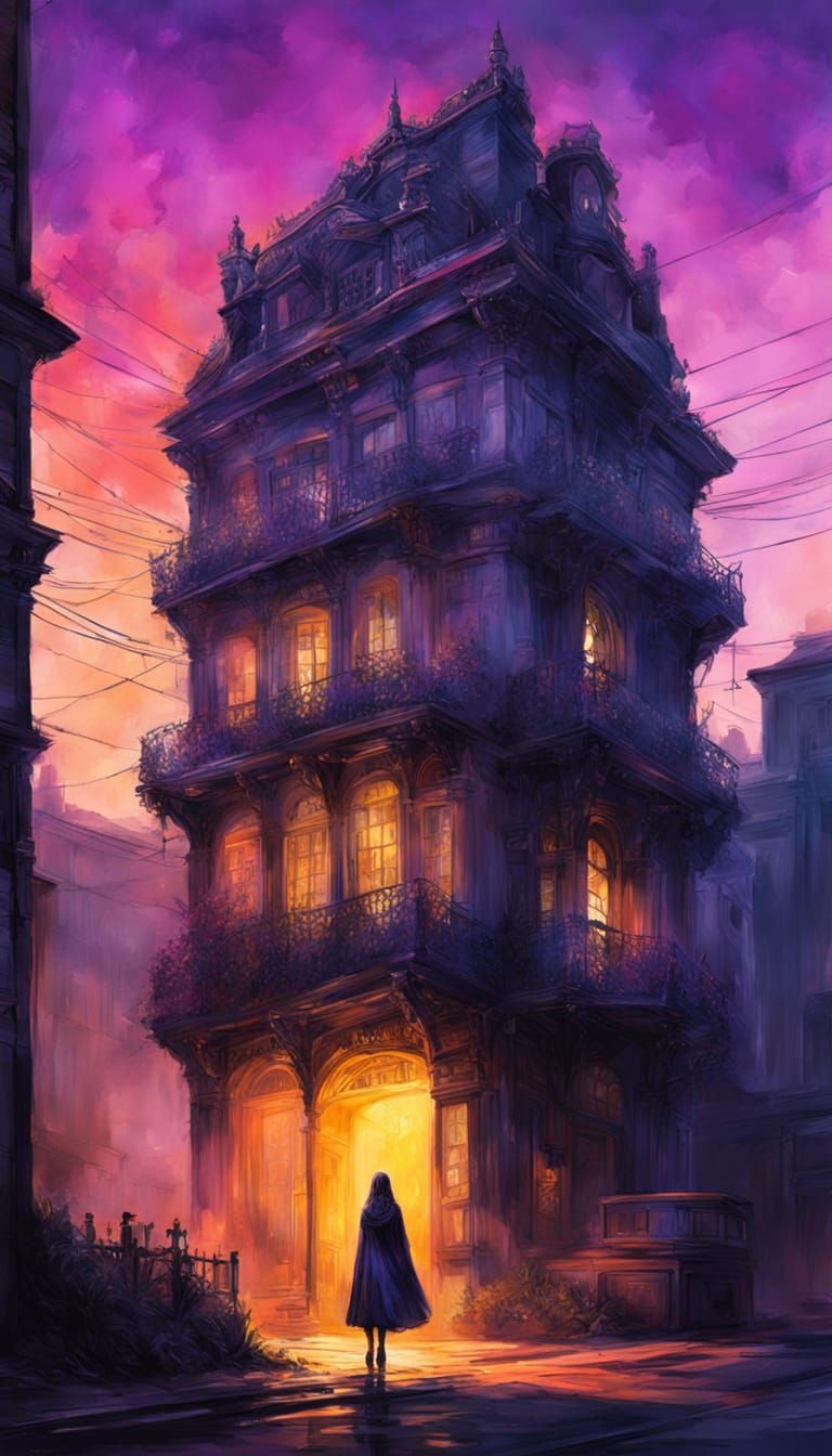 Spooky Shadow Figure in Digital Watercolor Illustration