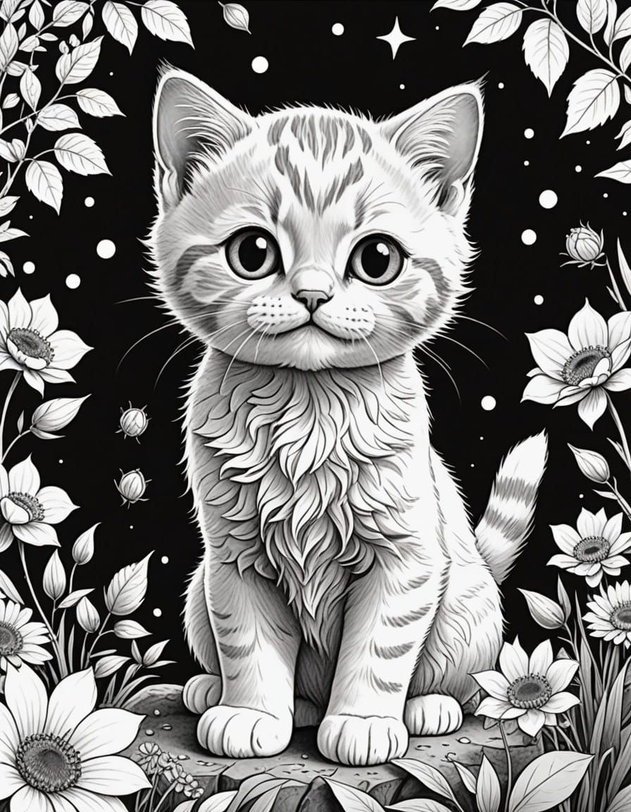 Chibi Kitten in Cosmic Whimsy
