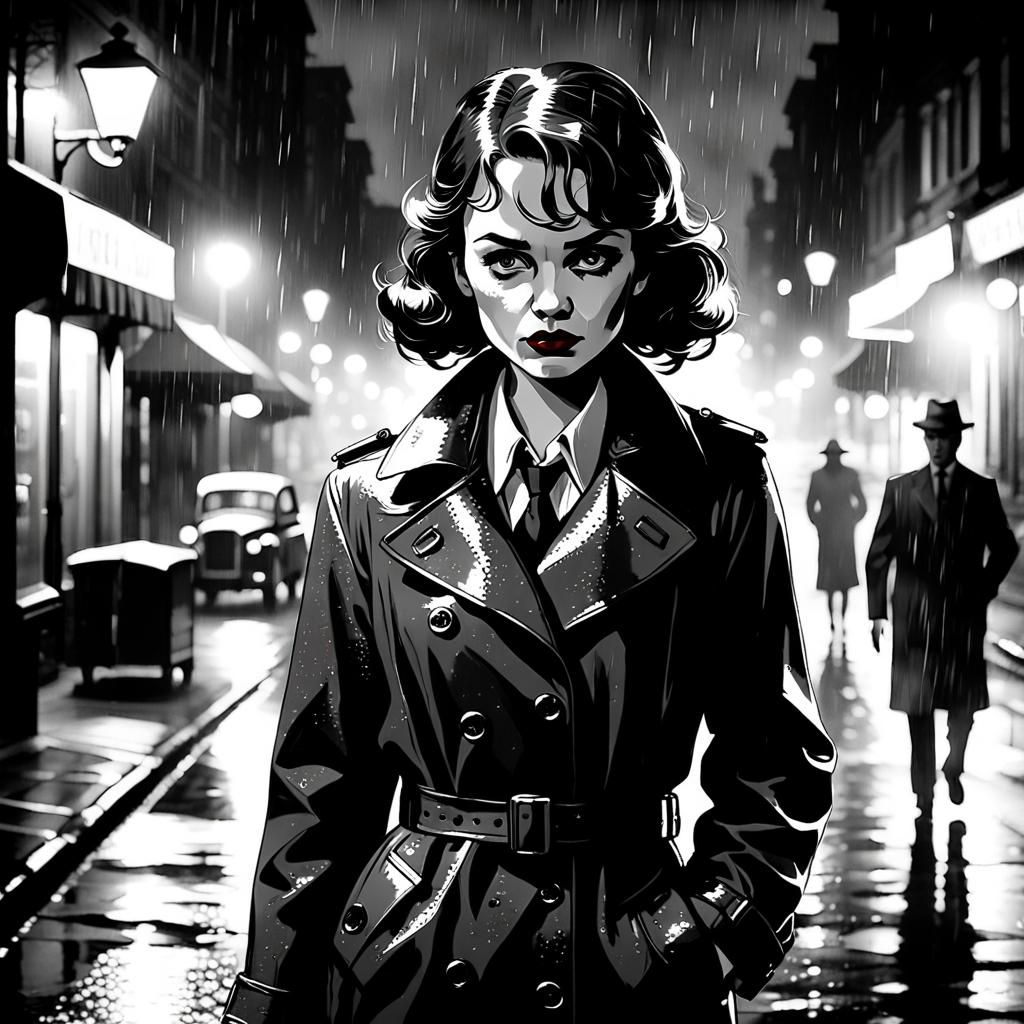 Woman Detective in Film Noir Style