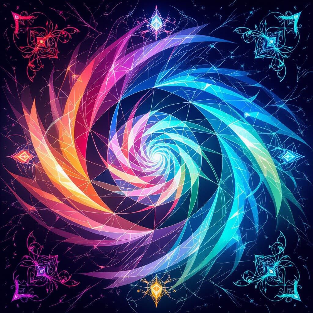 Luminescent Being in Iridescent Vortex: Digital Art