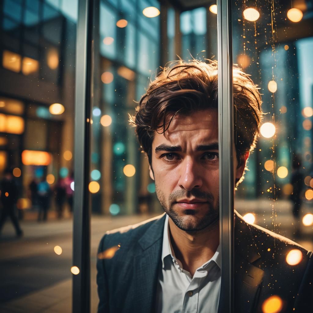 Frustrated Office Worker Stuck in Revolving Door