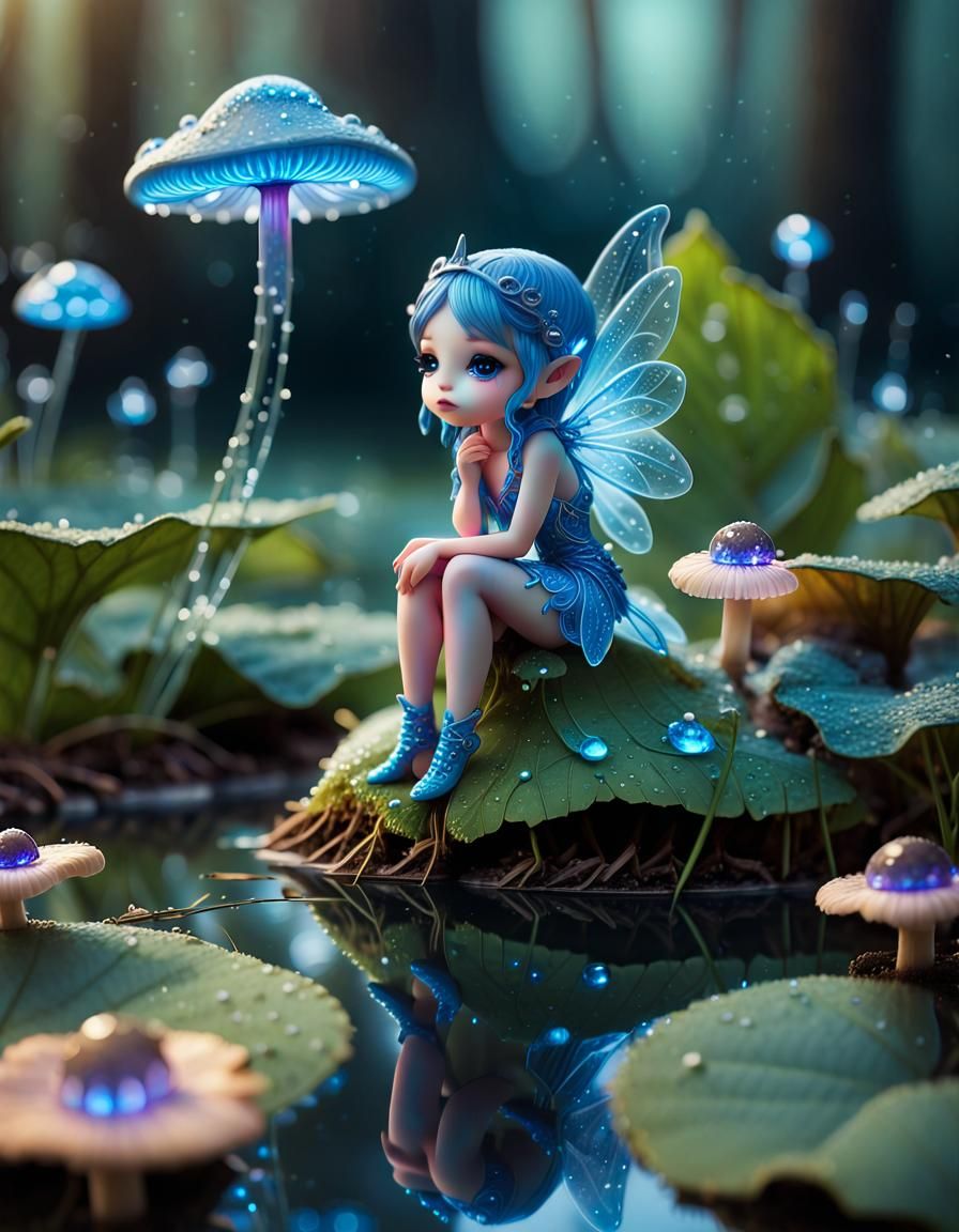 Bioluminescent Fairy Deep in Thought: Macro Photography
