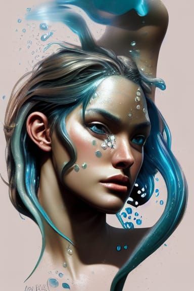 Alluring Water Elemental Portrait in Hyperdetailed Style