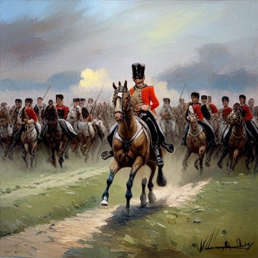 Waterloo Battle in Oil Painting Style