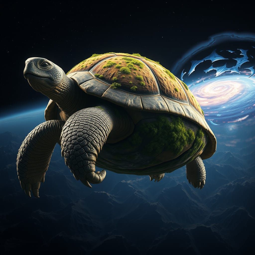 Cosmic Turtle Supports Vibrant Galaxy World