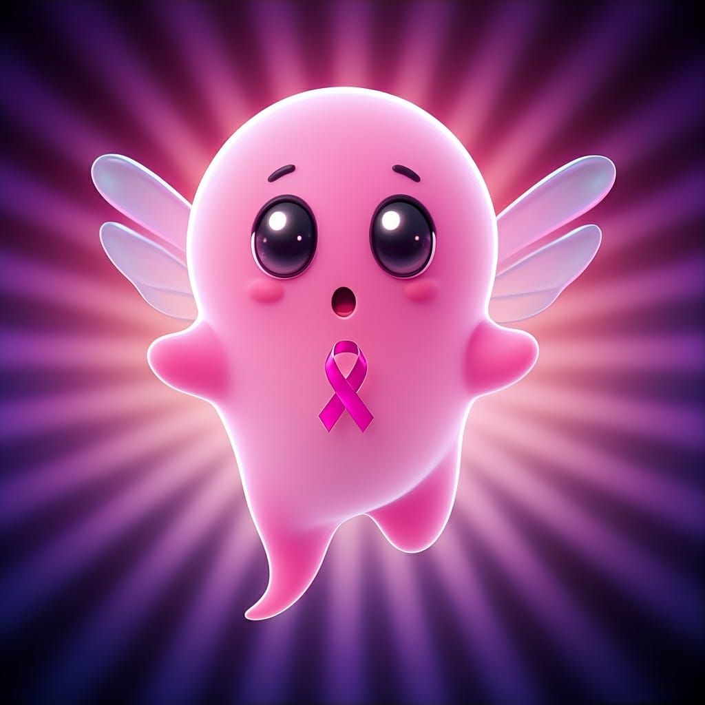Whimsical Pink Ghost with Eyeball Eyes, Pixar Style
